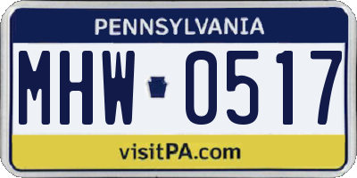 PA license plate MHW0517