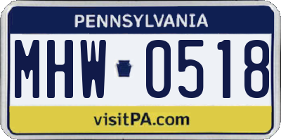 PA license plate MHW0518