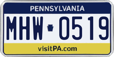 PA license plate MHW0519
