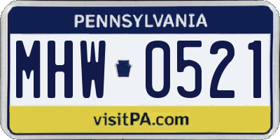 PA license plate MHW0521