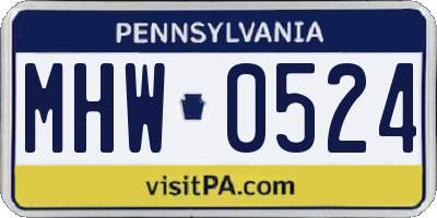 PA license plate MHW0524