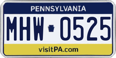 PA license plate MHW0525