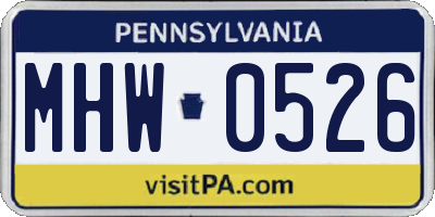 PA license plate MHW0526