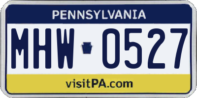 PA license plate MHW0527