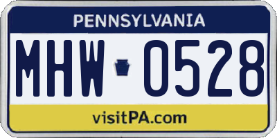 PA license plate MHW0528
