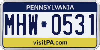 PA license plate MHW0531