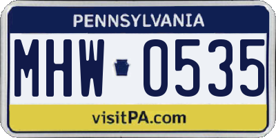 PA license plate MHW0535