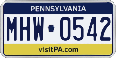 PA license plate MHW0542