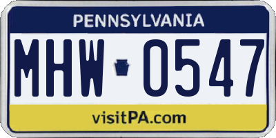 PA license plate MHW0547