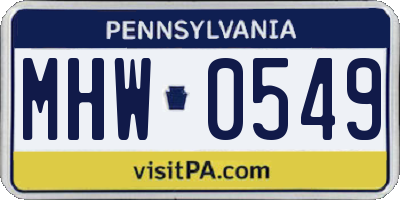 PA license plate MHW0549