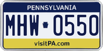 PA license plate MHW0550