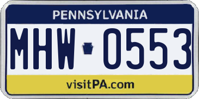 PA license plate MHW0553