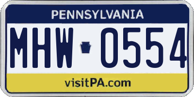 PA license plate MHW0554