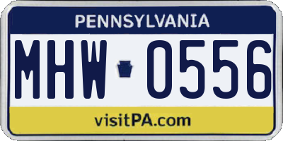 PA license plate MHW0556