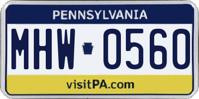 PA license plate MHW0560