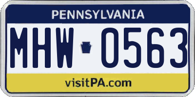 PA license plate MHW0563