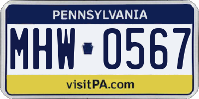 PA license plate MHW0567