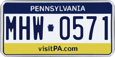 PA license plate MHW0571