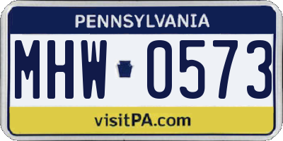 PA license plate MHW0573