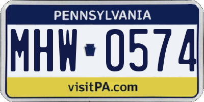 PA license plate MHW0574