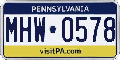 PA license plate MHW0578