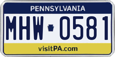 PA license plate MHW0581