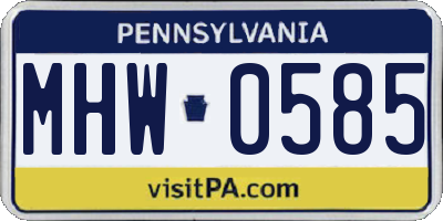 PA license plate MHW0585