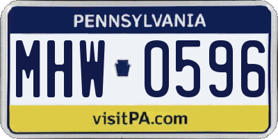 PA license plate MHW0596