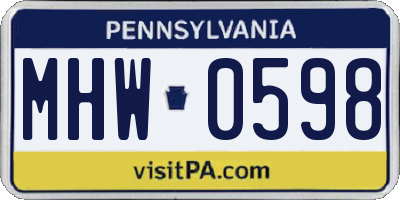 PA license plate MHW0598