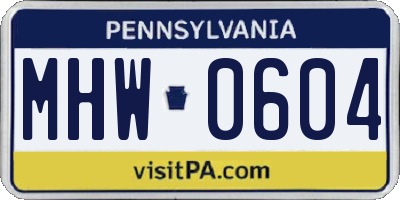 PA license plate MHW0604