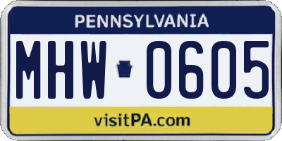 PA license plate MHW0605