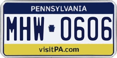 PA license plate MHW0606
