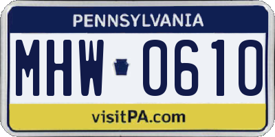 PA license plate MHW0610