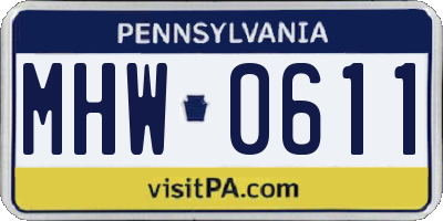 PA license plate MHW0611