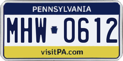PA license plate MHW0612