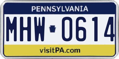 PA license plate MHW0614