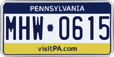 PA license plate MHW0615