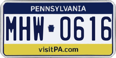 PA license plate MHW0616
