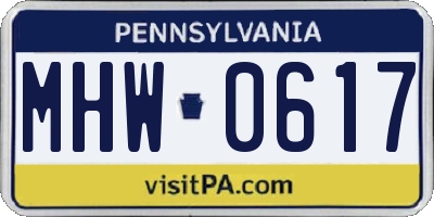 PA license plate MHW0617