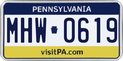 PA license plate MHW0619