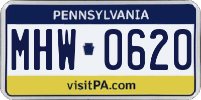 PA license plate MHW0620