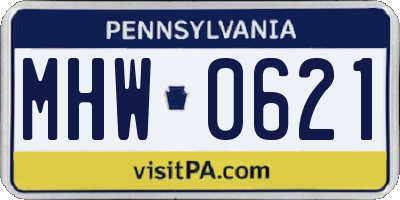 PA license plate MHW0621