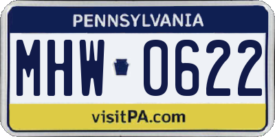 PA license plate MHW0622