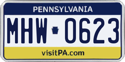 PA license plate MHW0623