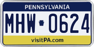 PA license plate MHW0624