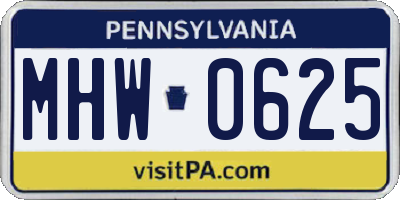 PA license plate MHW0625