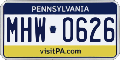 PA license plate MHW0626