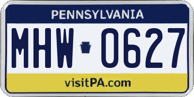 PA license plate MHW0627