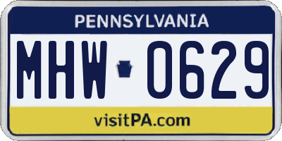 PA license plate MHW0629