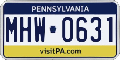 PA license plate MHW0631